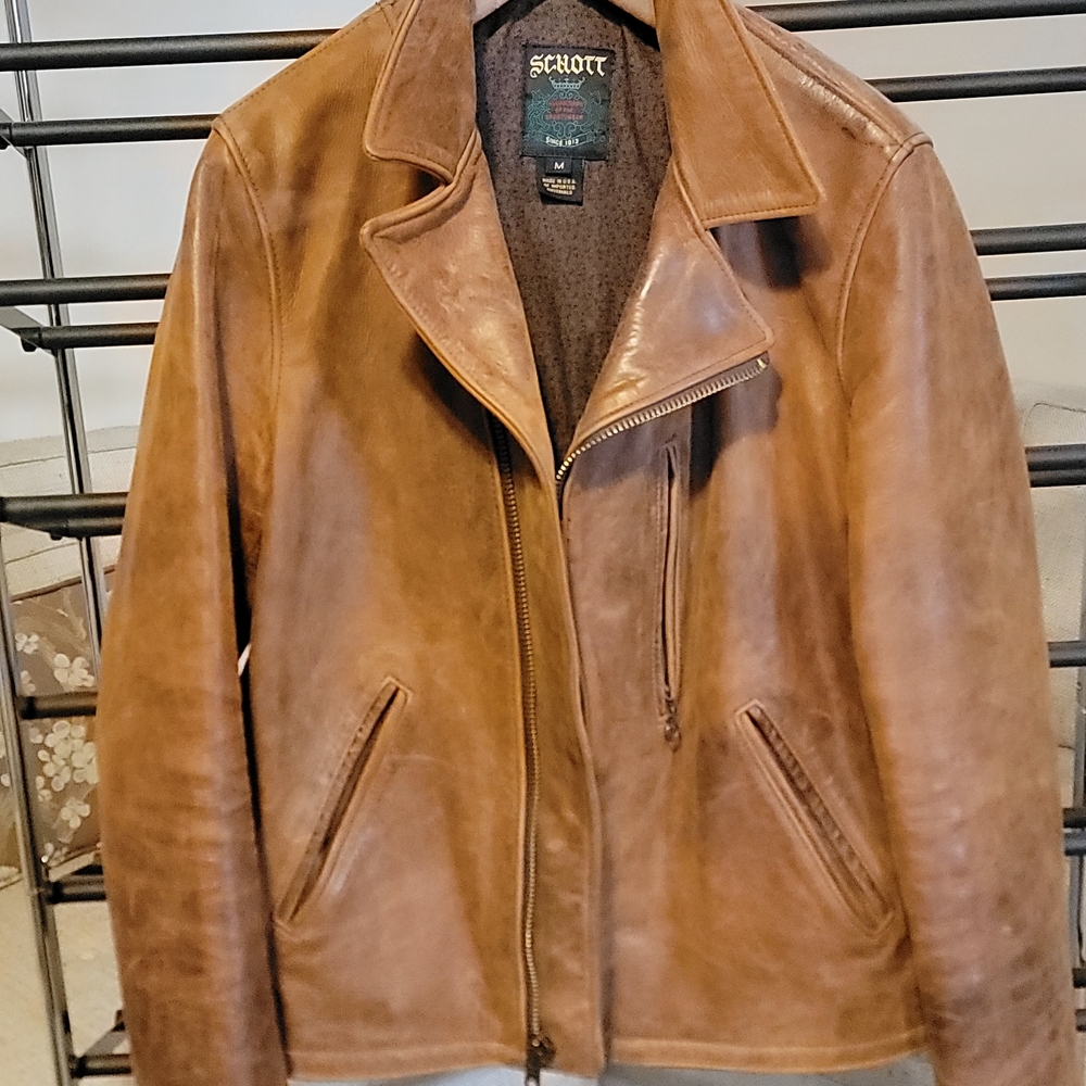 Schott  NYC Men's Brown Leather Jacket